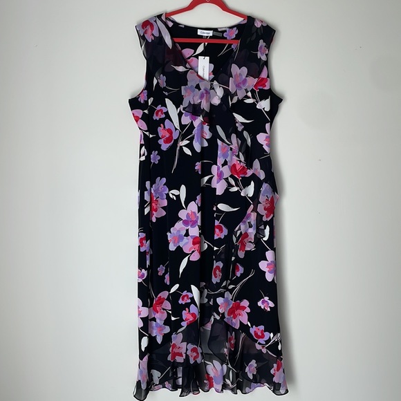 Calvin Klein: Sleeveless Surplice V-Neck Floral Dress Size 1X. - Picture 7 of 13